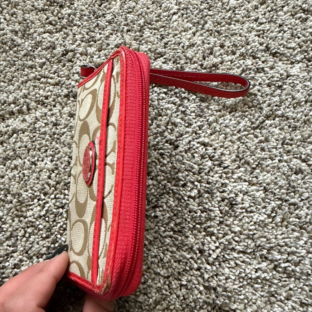 Coach Tan and Red Wristlet - Picture 5 of 6